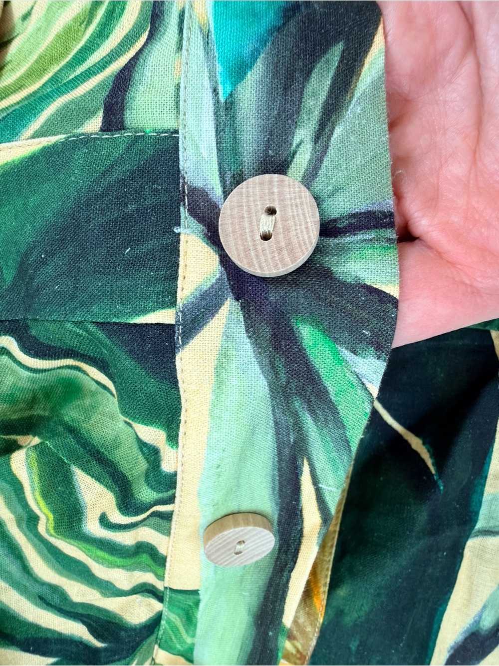 NWT FARM Rio Tropical Leaf Print Belted Jumpsuit — Green & Cream - Picture 10 of 16